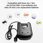 Moccdor Quick Charge Dock for Snow Joe 24V Battery and Sun Joe 24V Battery?for Use in iBAT24 and 24VBAT Series Batteries, with LED Flashing Indicator Lights?Black