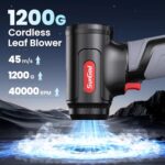 Leaf Blower with Battery and Charger for Car Drying, Electric Cordless Snow Blower 1200G Instant Thrust,45M/S Air Blower, 4 Speed Cleaning Fan, 64MM Super Electric Cordless Car Dust Yard Lawn Driveway